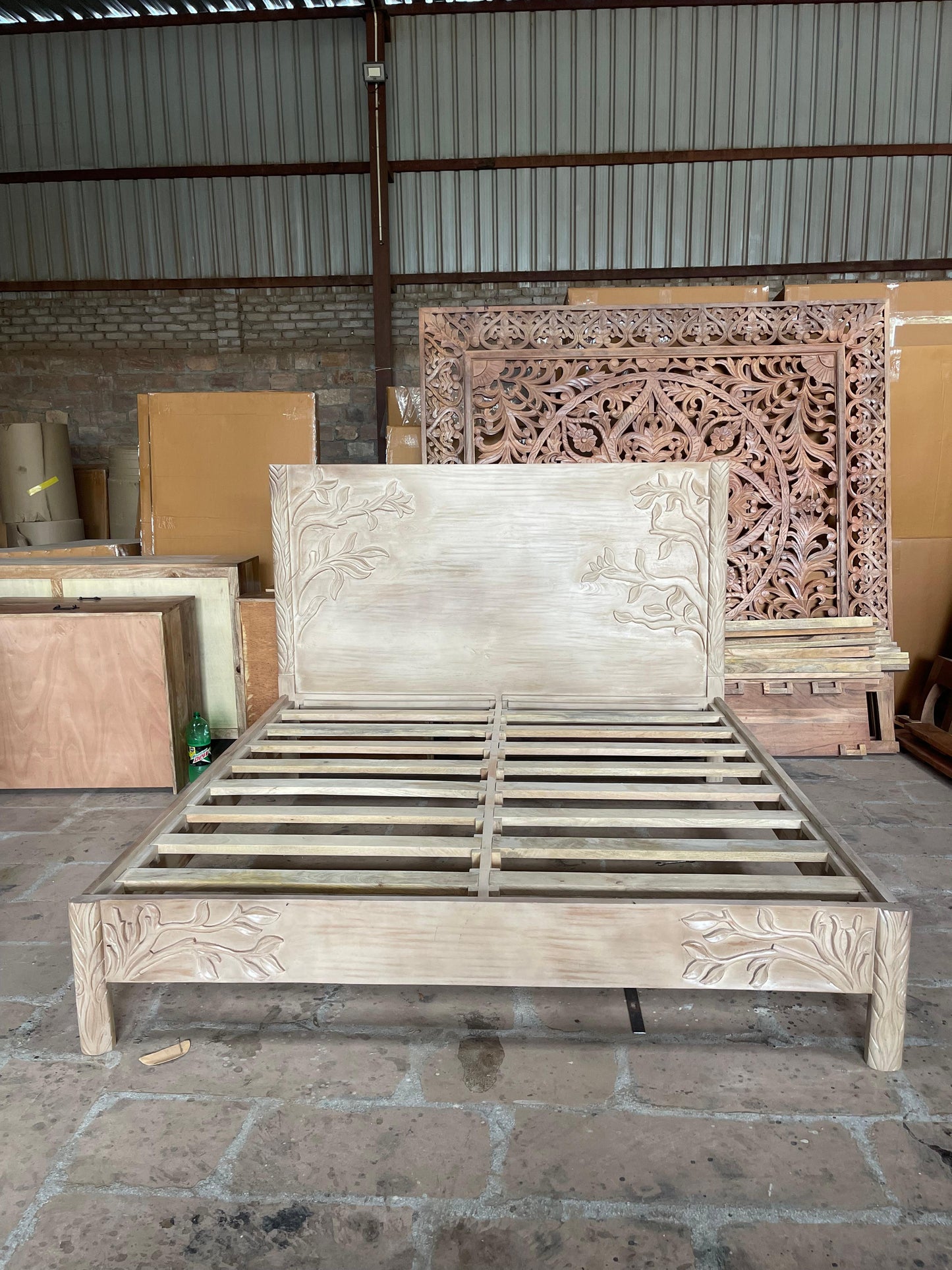 Hand Carved Ornithology Bed / Bedside