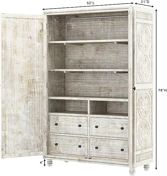 KHALIFA Hand carved Wardrobe Armoire