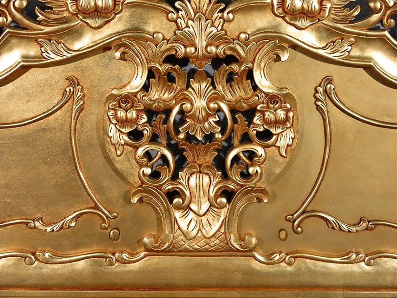 Royal Gold Leaf Hand Carved Bed