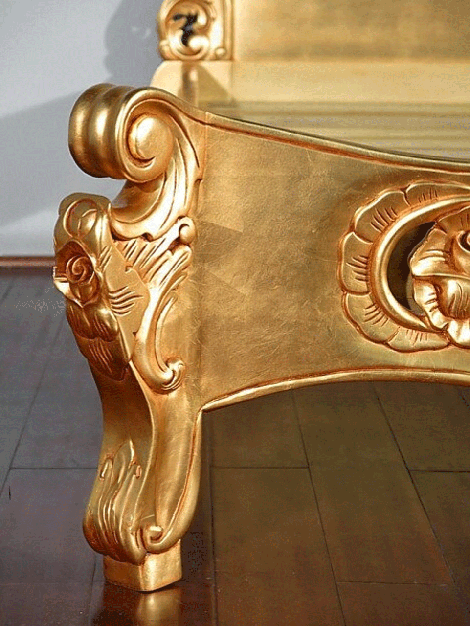 Royal Gold Leaf Hand Carved Bed