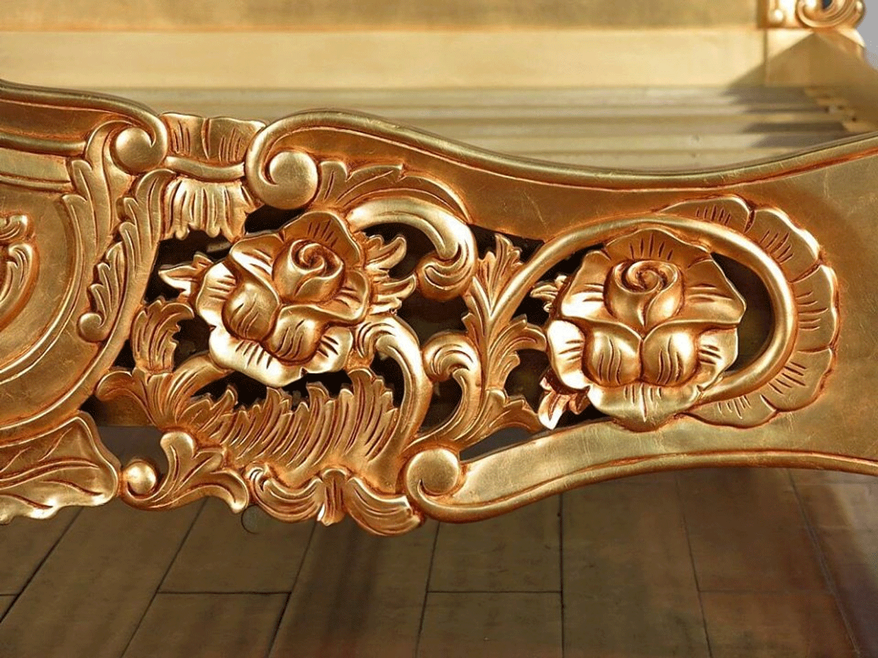 Royal Gold Leaf Hand Carved Bed