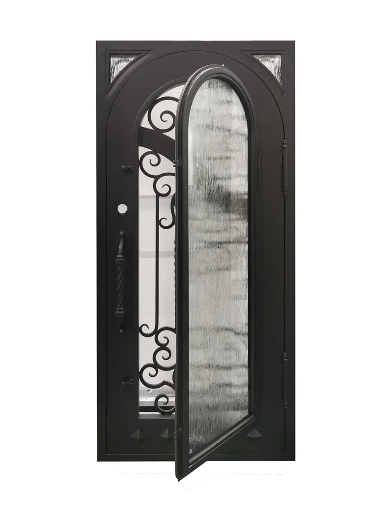 Nancy Wrought Iron Double Door Square Frame Arched