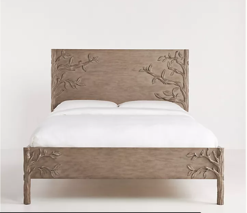 Hand Carved Ornithology Bed / Bedside