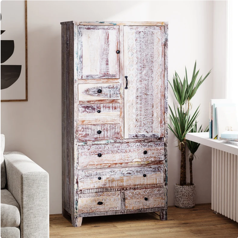Rustic Solid Wooden Reclaimed Wardrobe Armoire