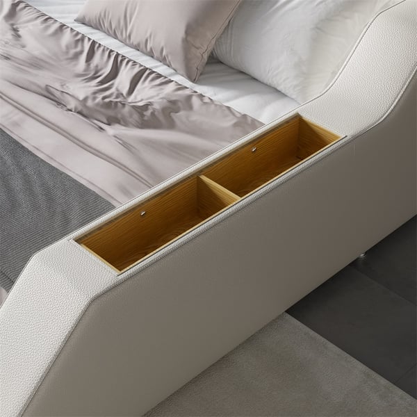 Sash Tufted Upholstered Platform Bed with Massage, Storage, Led Light & Speaker