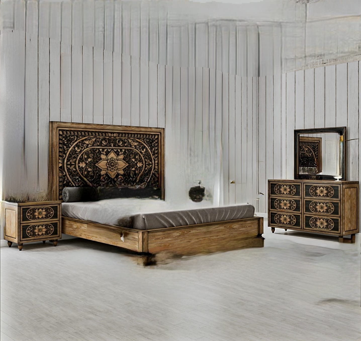 Shay Solid Wooden 5pcs Bedroom Set