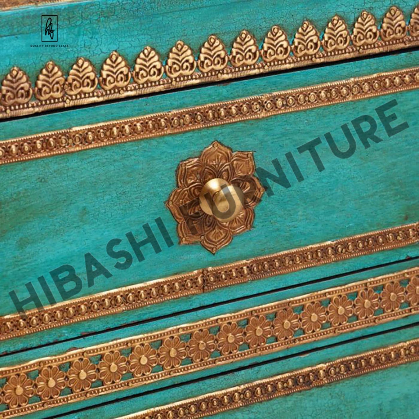 ARI Indian Solid Mango Wood Hand Carved Brass fitting Bedside Cabinet – handcrafted solid wood furniture