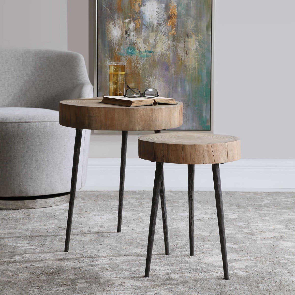Bucari Industrial Nesting Table - Set of 2 – handcrafted solid wood furniture