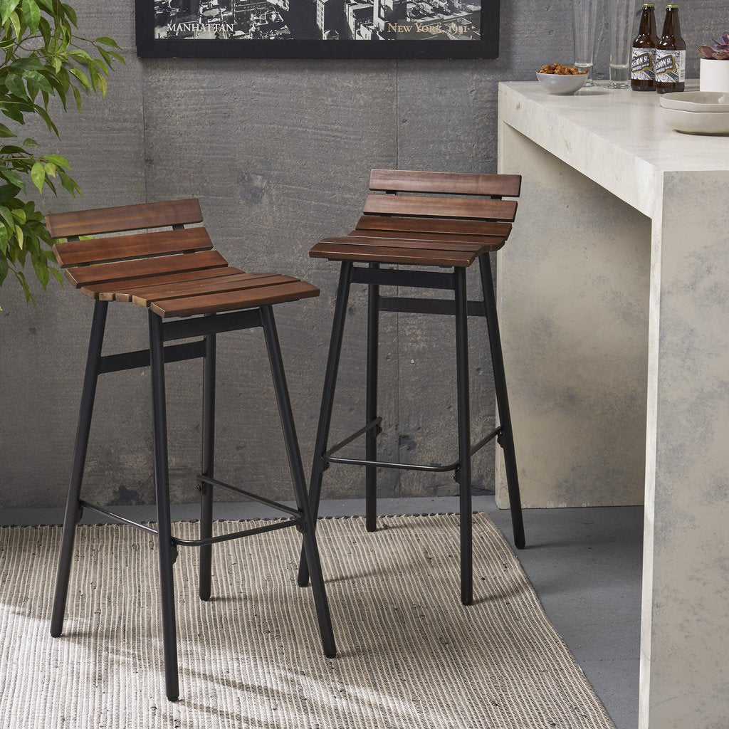 CLAVER 35" Industrial Wooden Barstool (Set of 2) – handcrafted solid wood furniture
