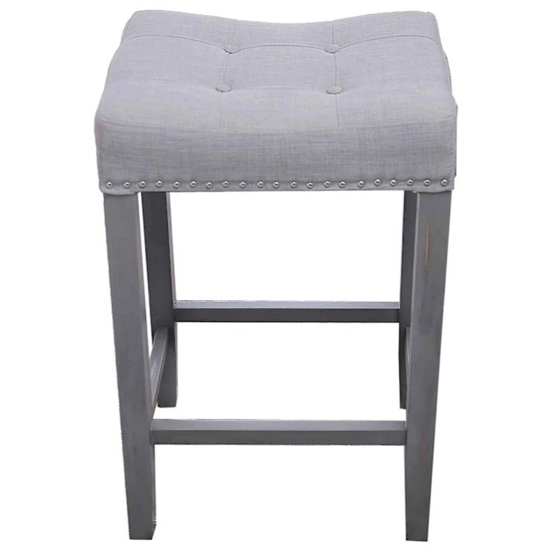 HAINA Backless Wooden Counter Stool with Upholstered Seat – handcrafted solid wood furniture