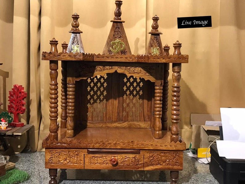 Hand Carved wooden Temple / Puja Ghar / Hand Made Indian Temple – handcrafted solid wood furniture