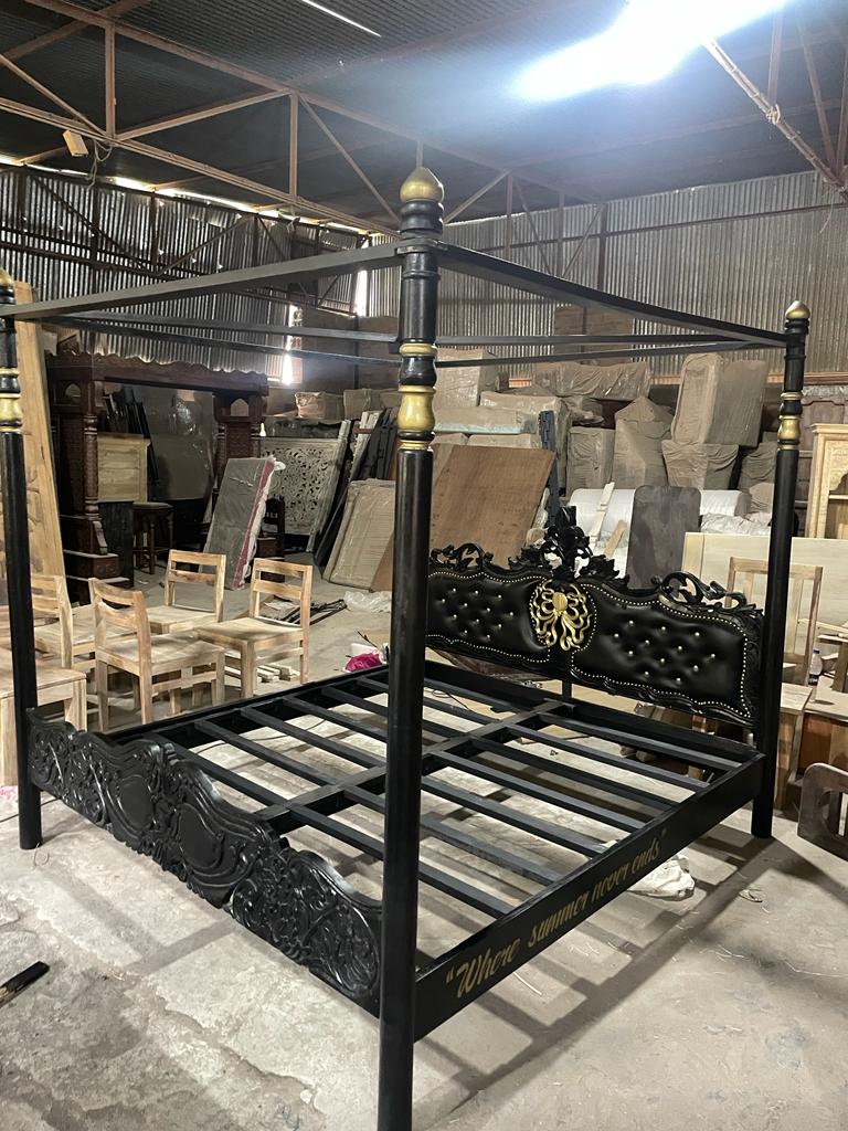 Huni Solid Mango Wood Hand Carved Bed by Furniture Home LLC – handcrafted solid wood furniture made in India