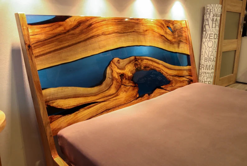 Epoxy Blue Nile Solid Wooden Bed