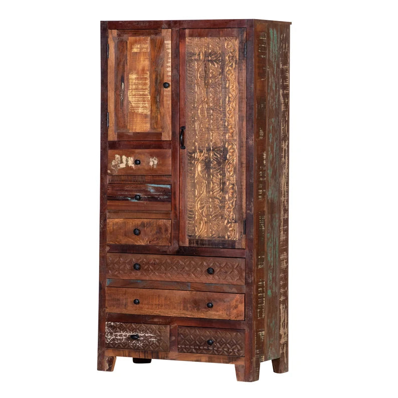 Rustic Solid Wooden Reclaimed Wardrobe Armoire