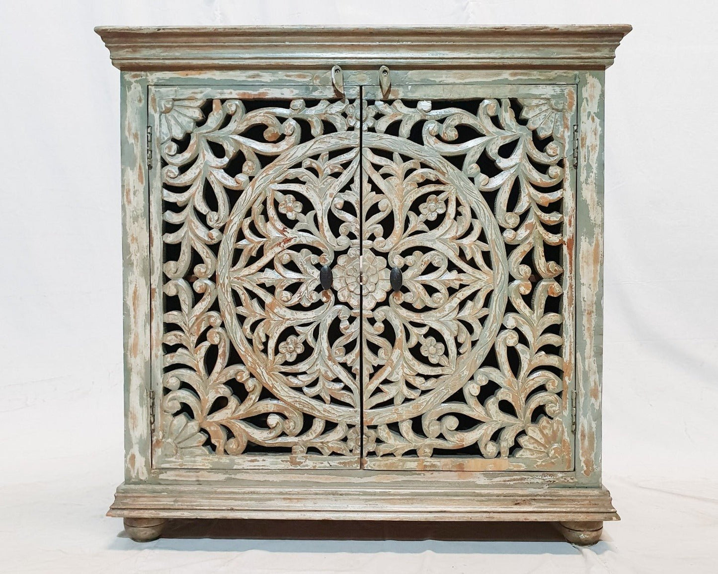 Indian Rustic Hand Carved Doors Buffet Sideboard – handcrafted solid wood furniture