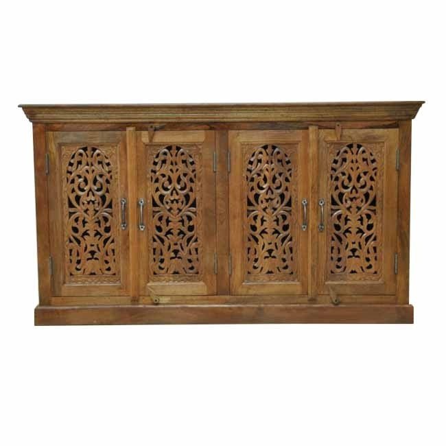 JALI SOLID 4 DOOR WOODEN SIDEBOARD - Chocolate - 160 - 40 - 90 – handcrafted solid wood furniture