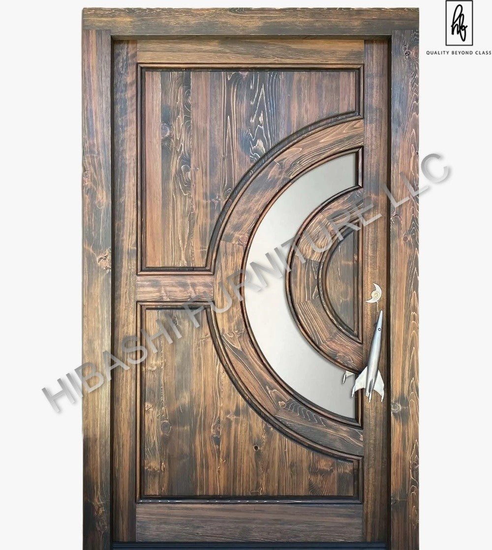 KRYSTALA Crescent Moon Window & Rocket Handle Door – handcrafted solid wood furniture