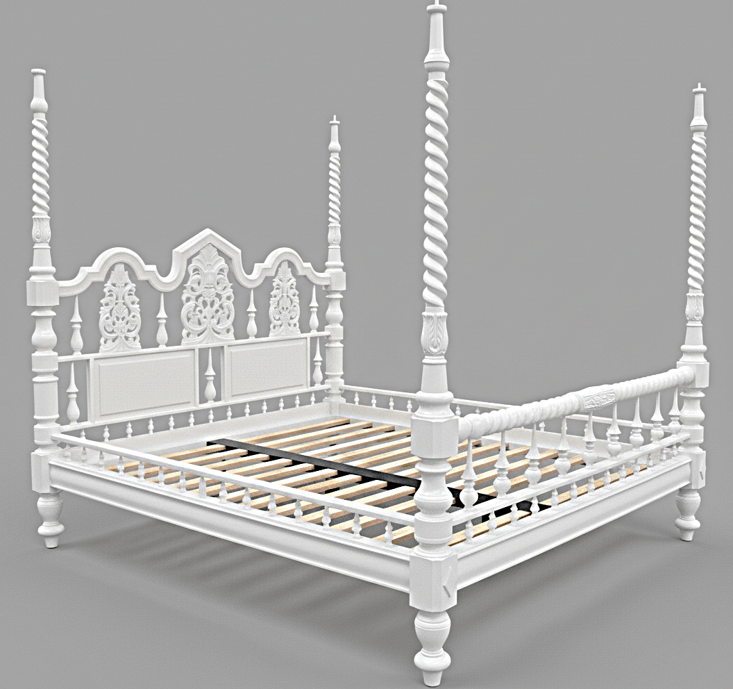 Mace Indian Hand Carved Wooden Colonial Posters Platform Bed – handcrafted solid wood furniture