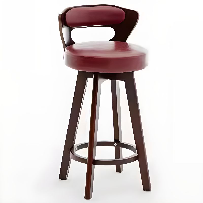Relaxed Crimson Leather Round Bistro Stool - Furniture Home LLC