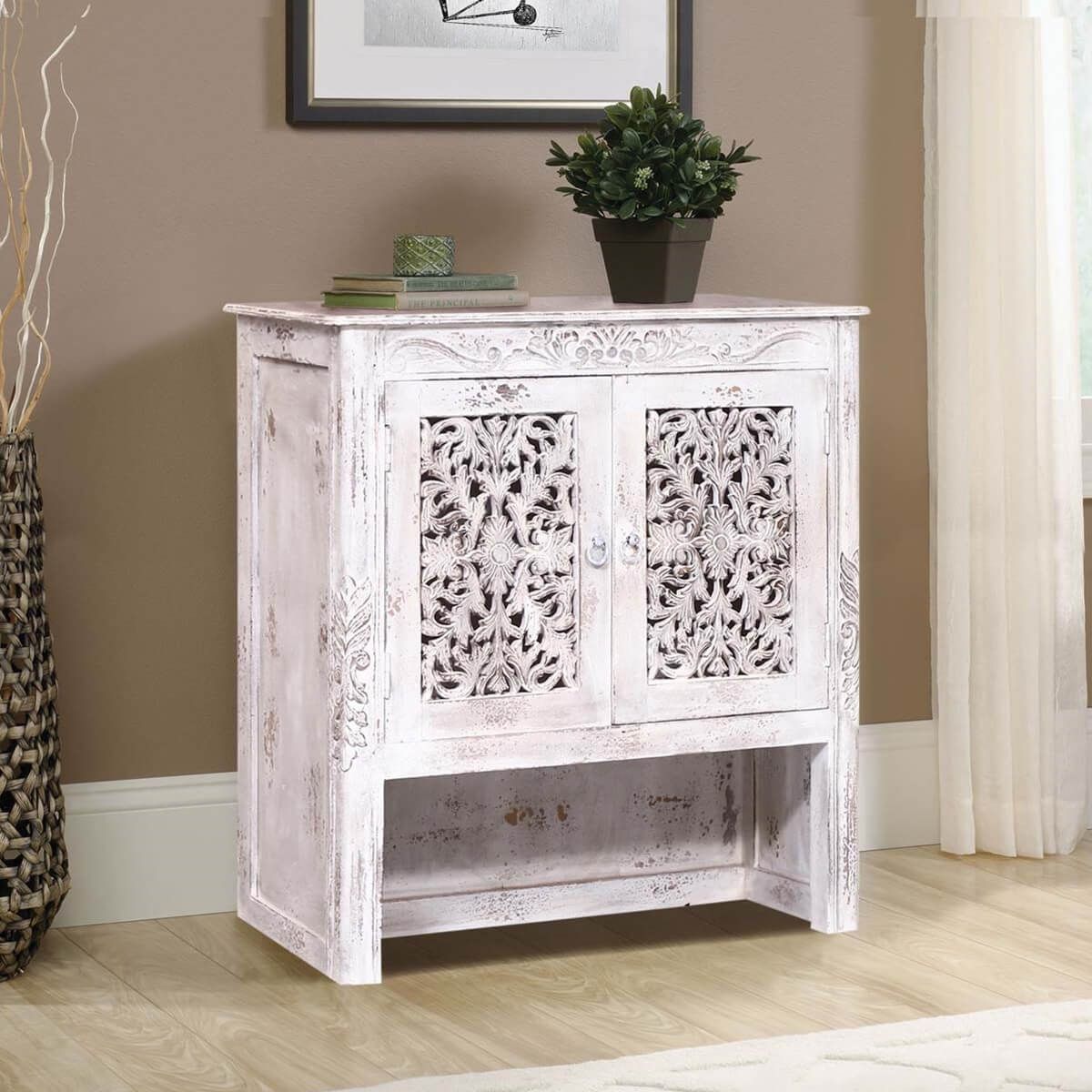 SILANG Hand Carved Solid Wood Storage Cabinet With Doors – handcrafted solid wood furniture