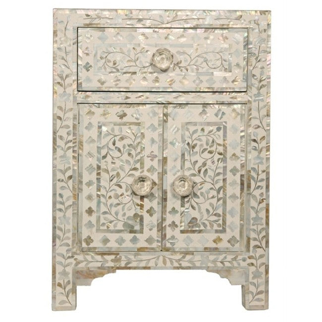 Mother of Pearl Bone Inlay Handmade Bedside Table