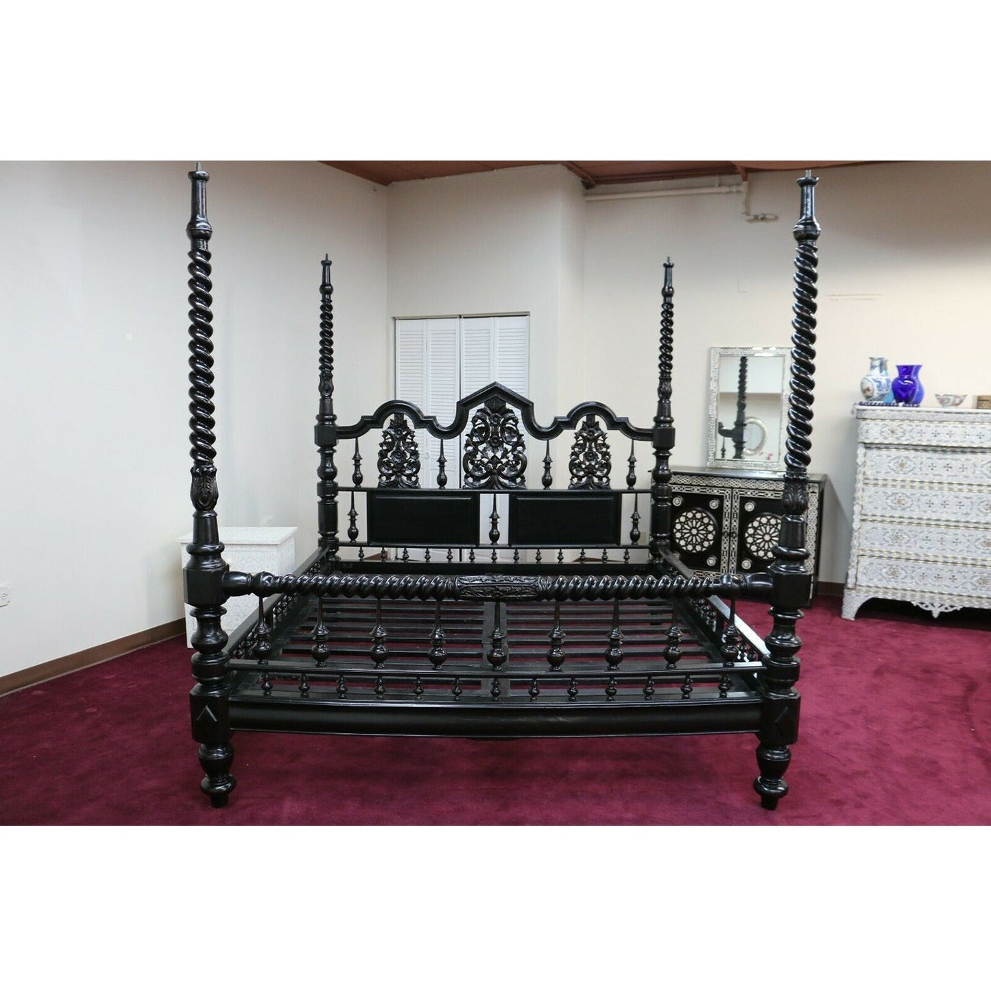 Mace Indian Colonial Posters Bed Hand Carved