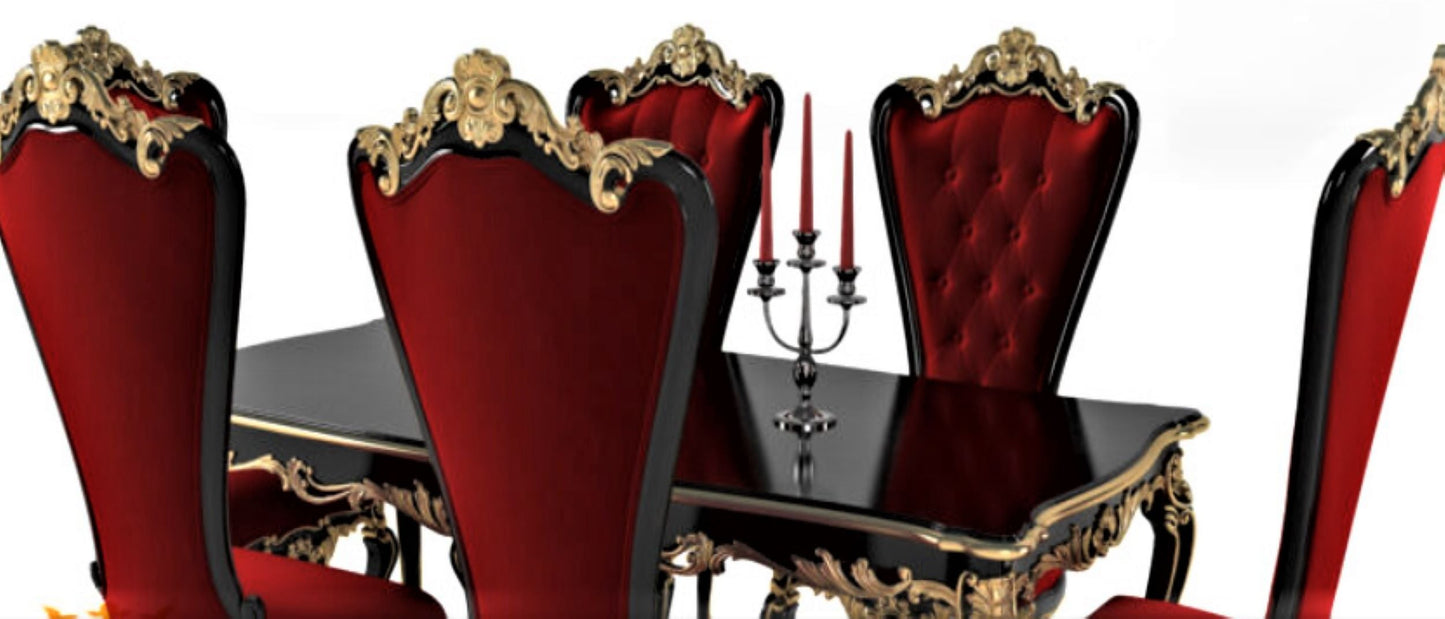 Crown Hand Carved Royal Victorian Dining Table Set