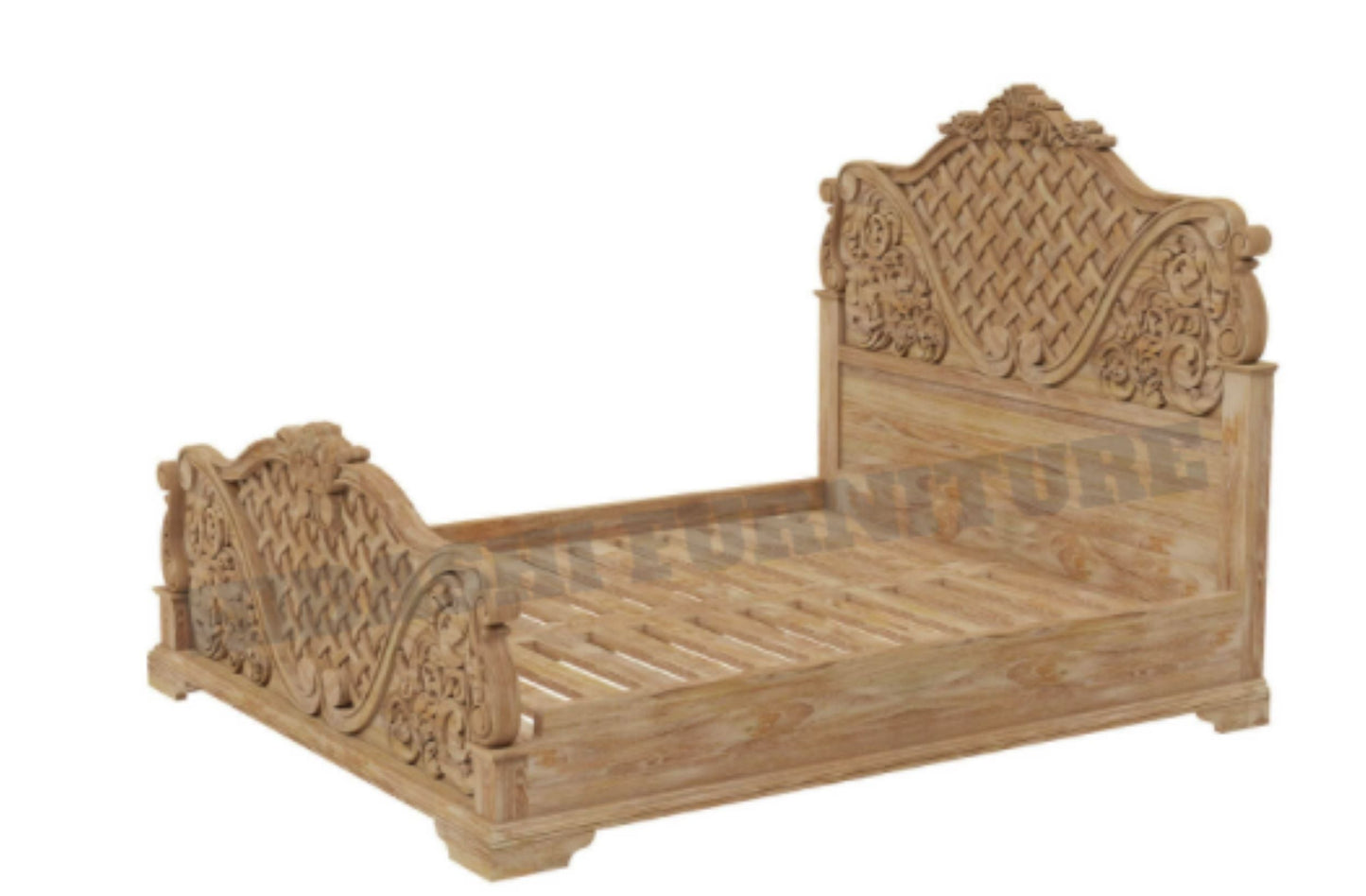 Blossom Solid Mango Wood Traditional Rustic Platform Bed