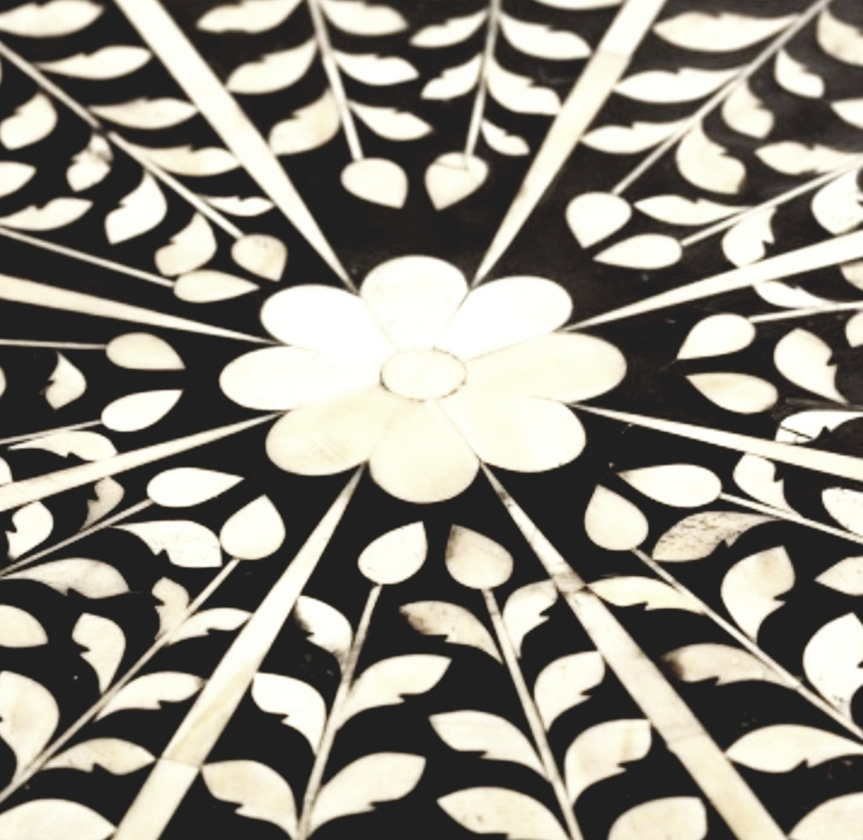 Bone Inlay Round and Circular Dining Table with Floral Design