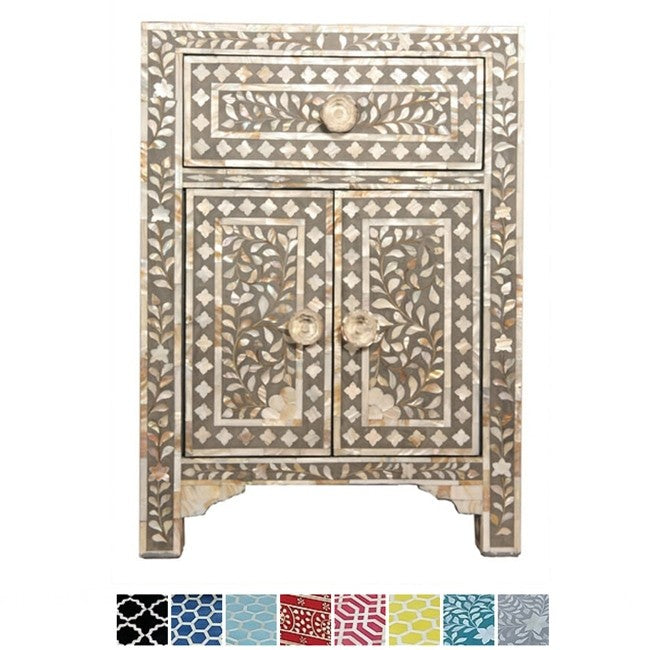 Mother of Pearl Bone Inlay Handmade Bedside Table