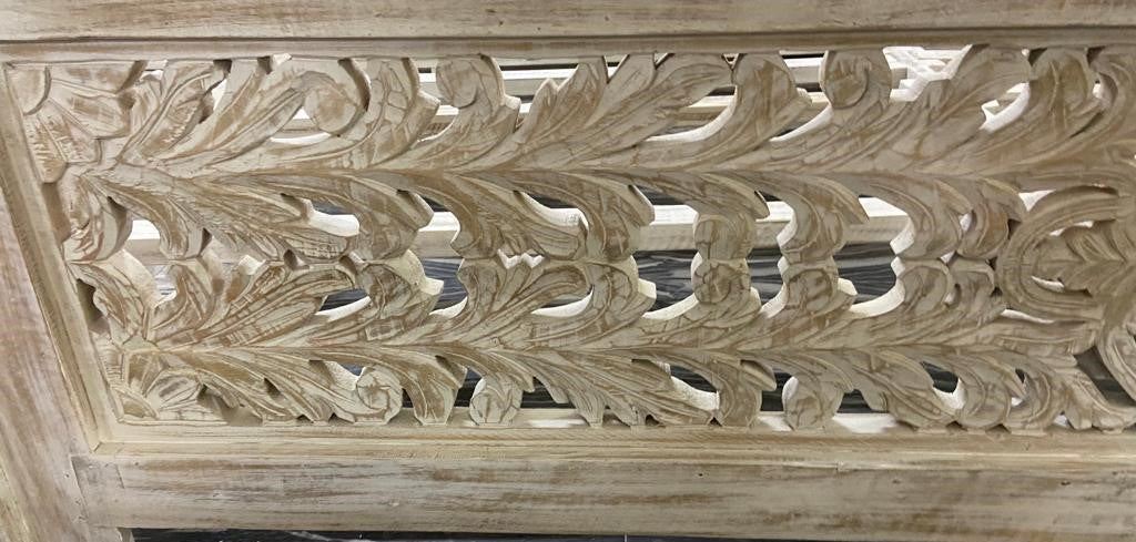 Indian Hand Carved wooden High Headboard Canopy Bed Frame