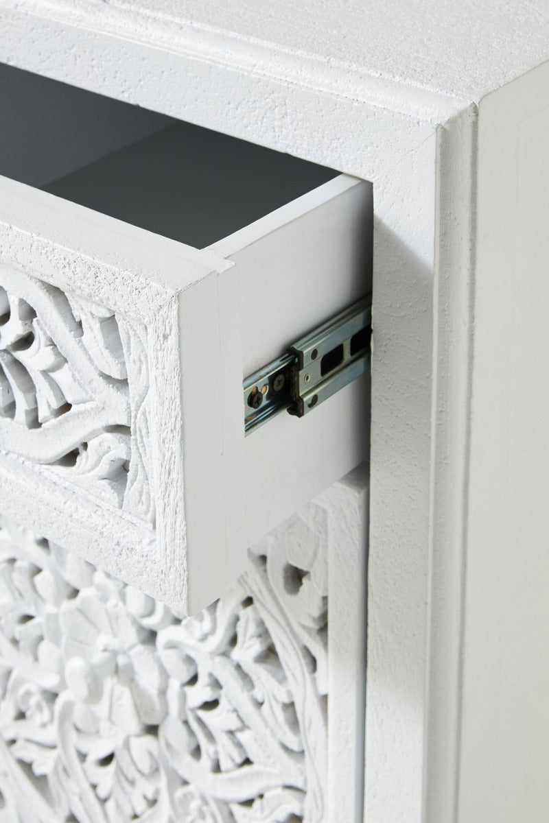 Lombok Hand Carved Indian Style Home Office Desk / Solid Wooden Office Desk