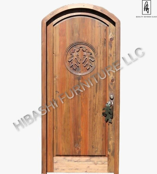 Banawe Hand Carved Oak Leaf Entry Door