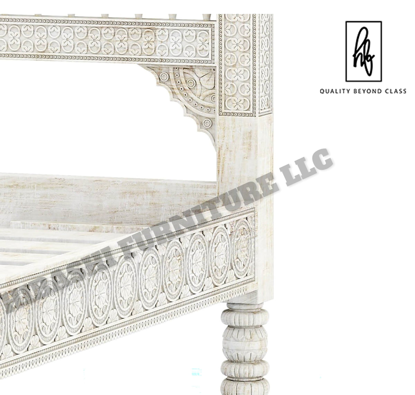 KHALIFA Hand carved Indian Bed Queen/King