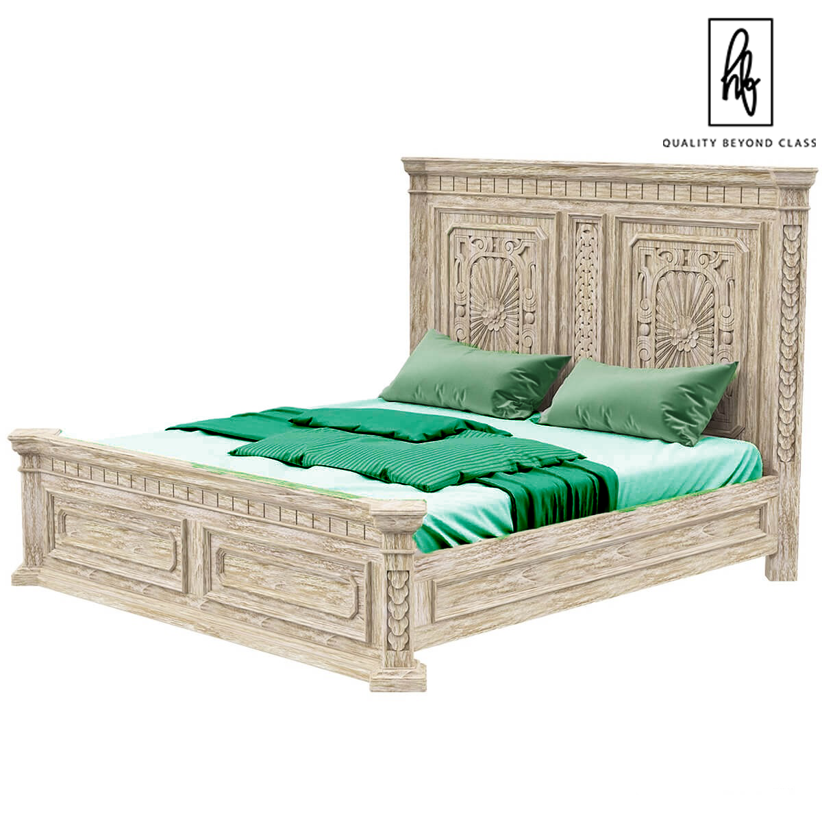 Nebula Traditional Style Rustic Teak Wood Platform Bed