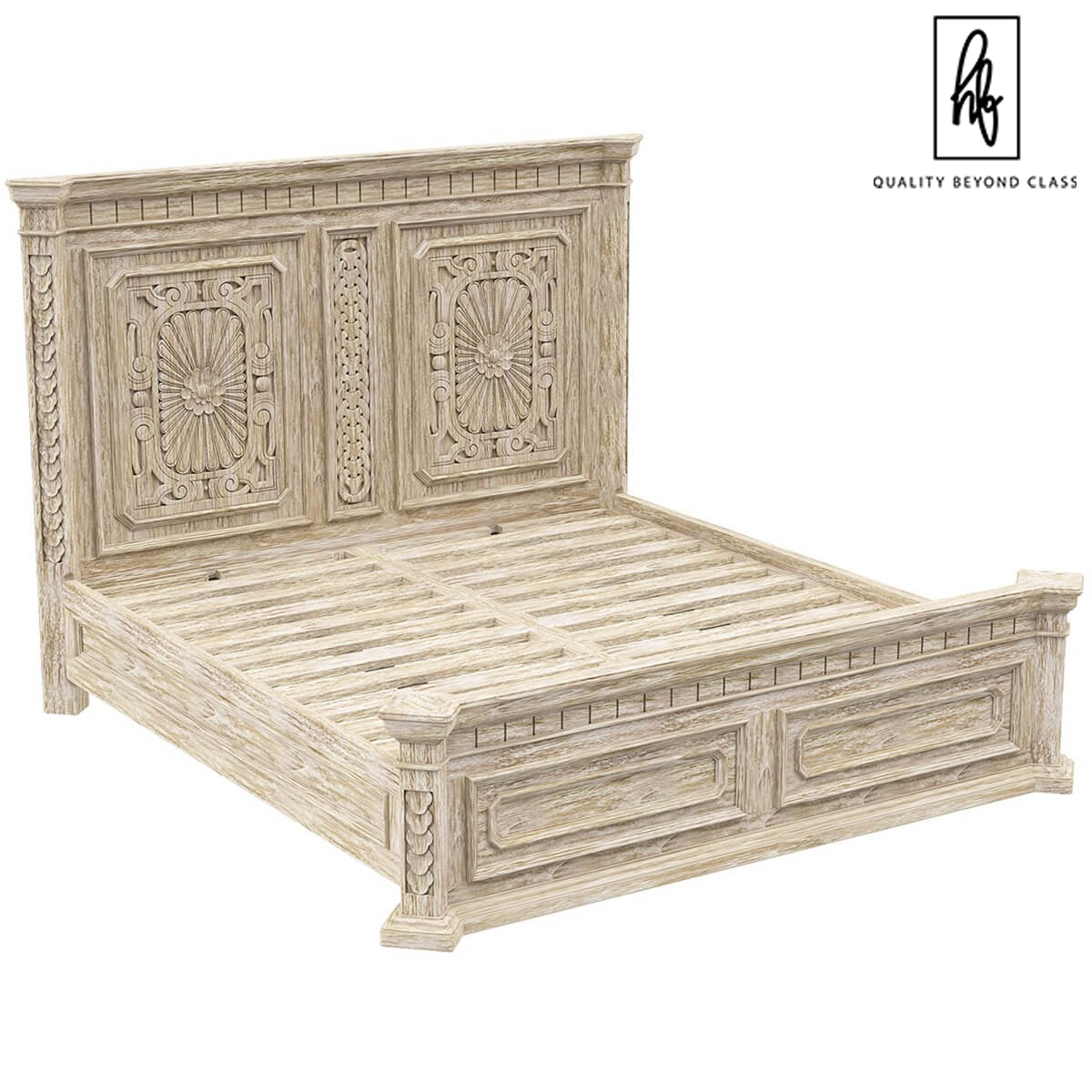 Nebula Traditional Style Rustic Teak Wood Platform Bed