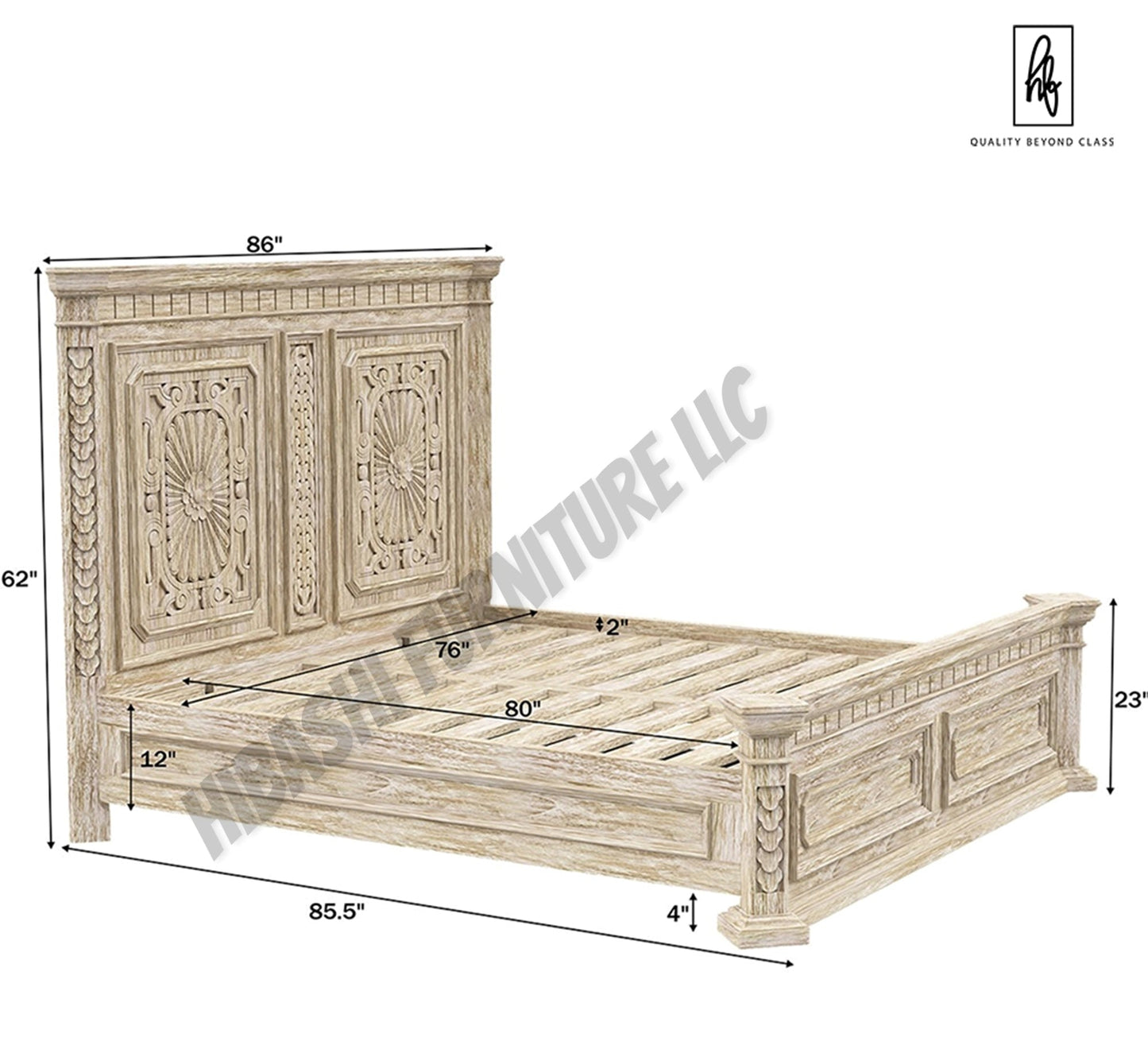 DARNA Traditional Style Rustic Platform Bed