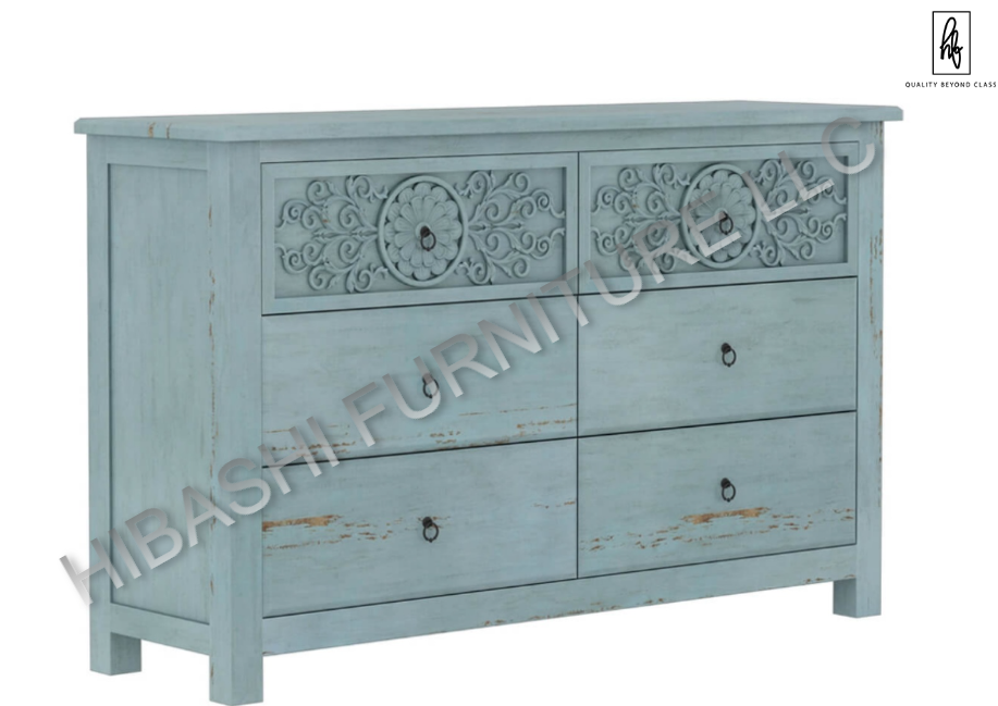 Tallaq Hand Carved Solid Mango Wood Dresser