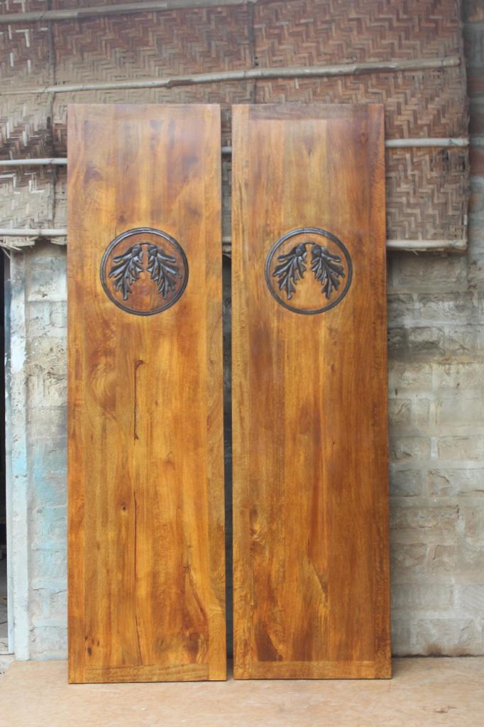 Banawe Hand Carved Oak Leaf Entry Door