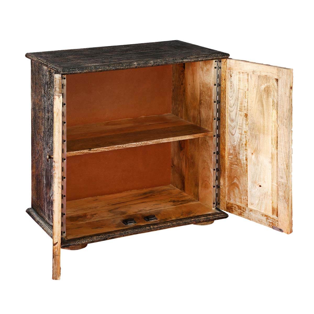 Hamala Hand Carved Distressed Mango Wood Accent Storage Cabinet