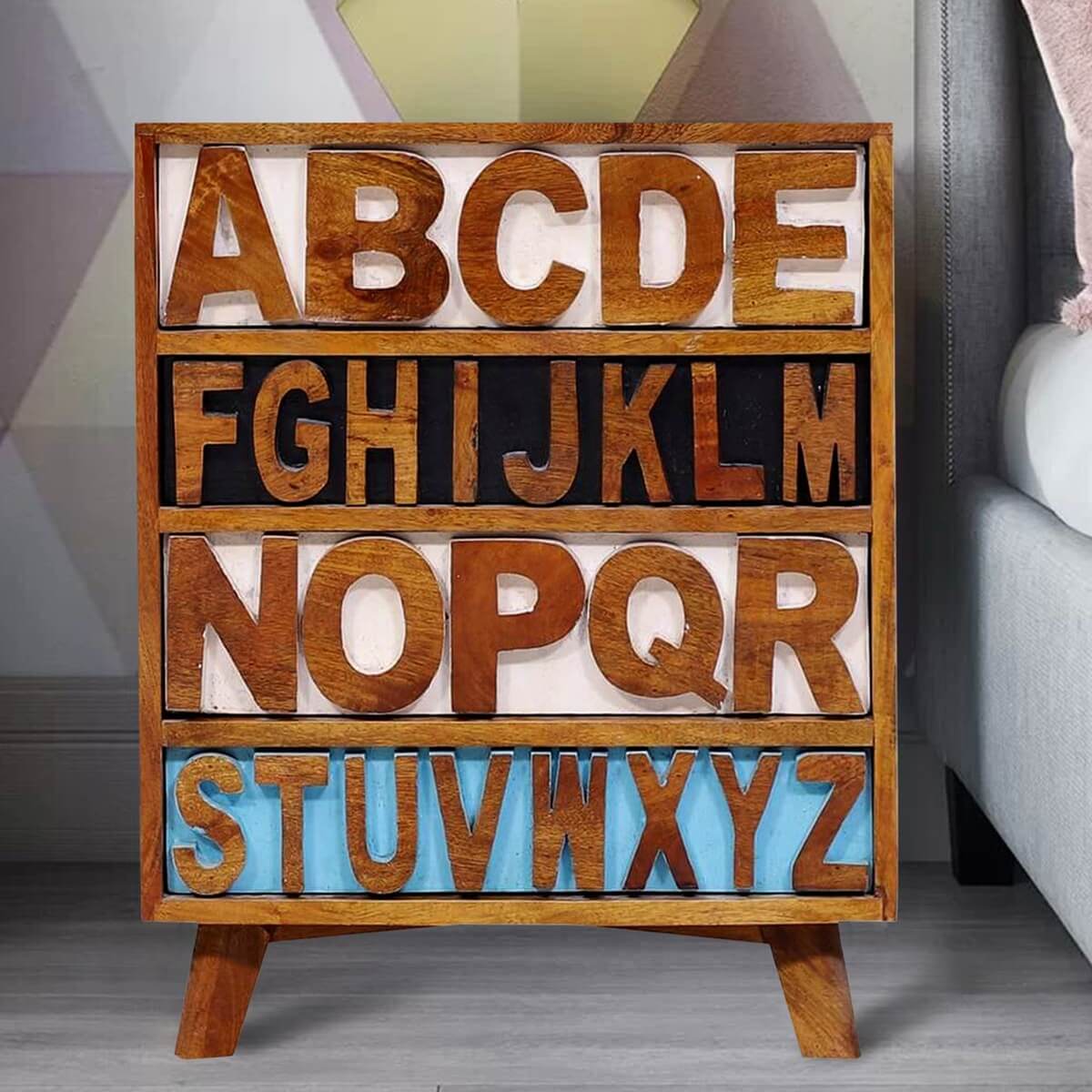 Alina Rustic Reclaimed Wood 4 Drawer End Table