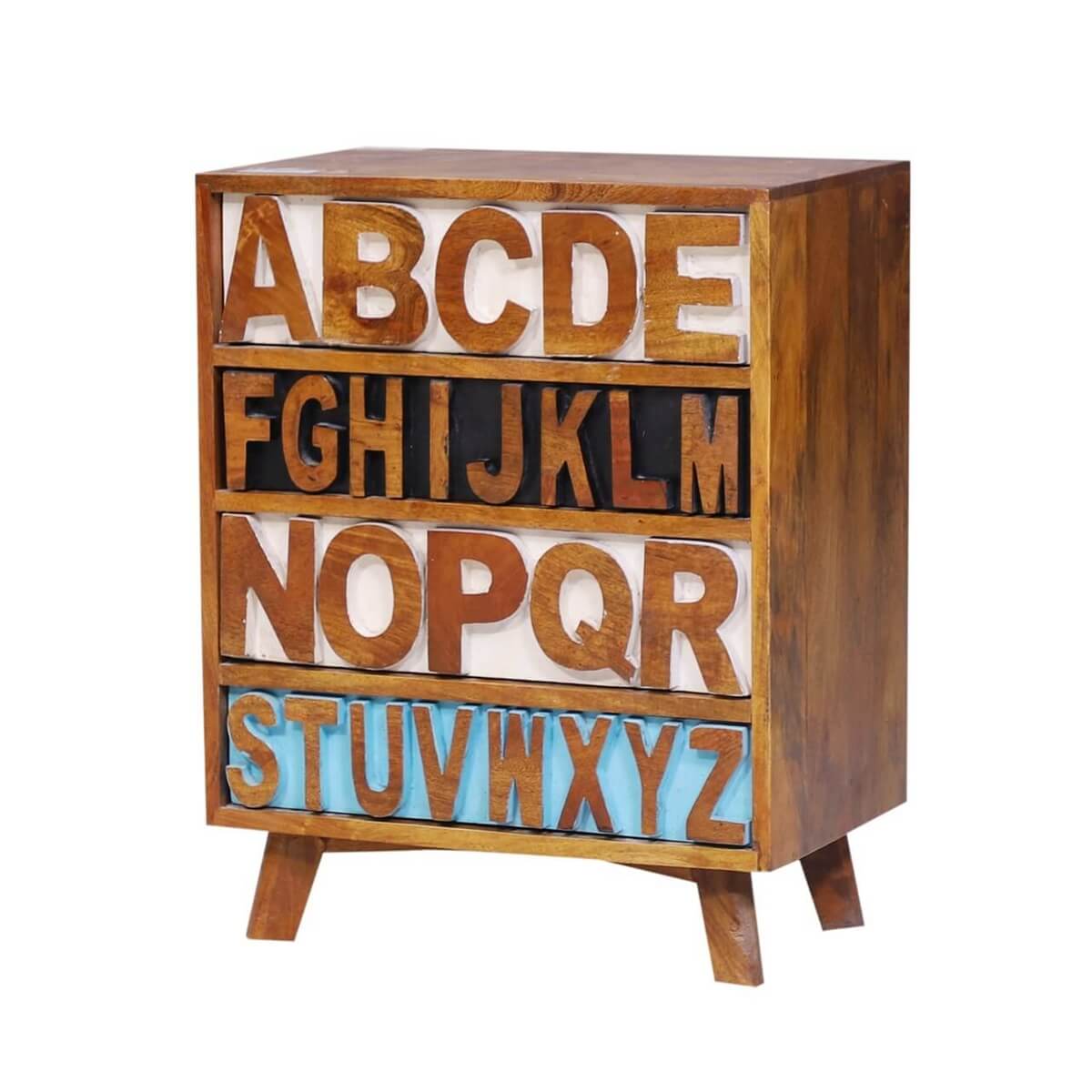 Alina Rustic Reclaimed Wood 4 Drawer End Table