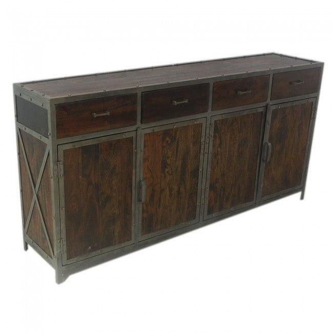 Angle Metal And Timber Sideboard XL Chocolate-180-40-90
