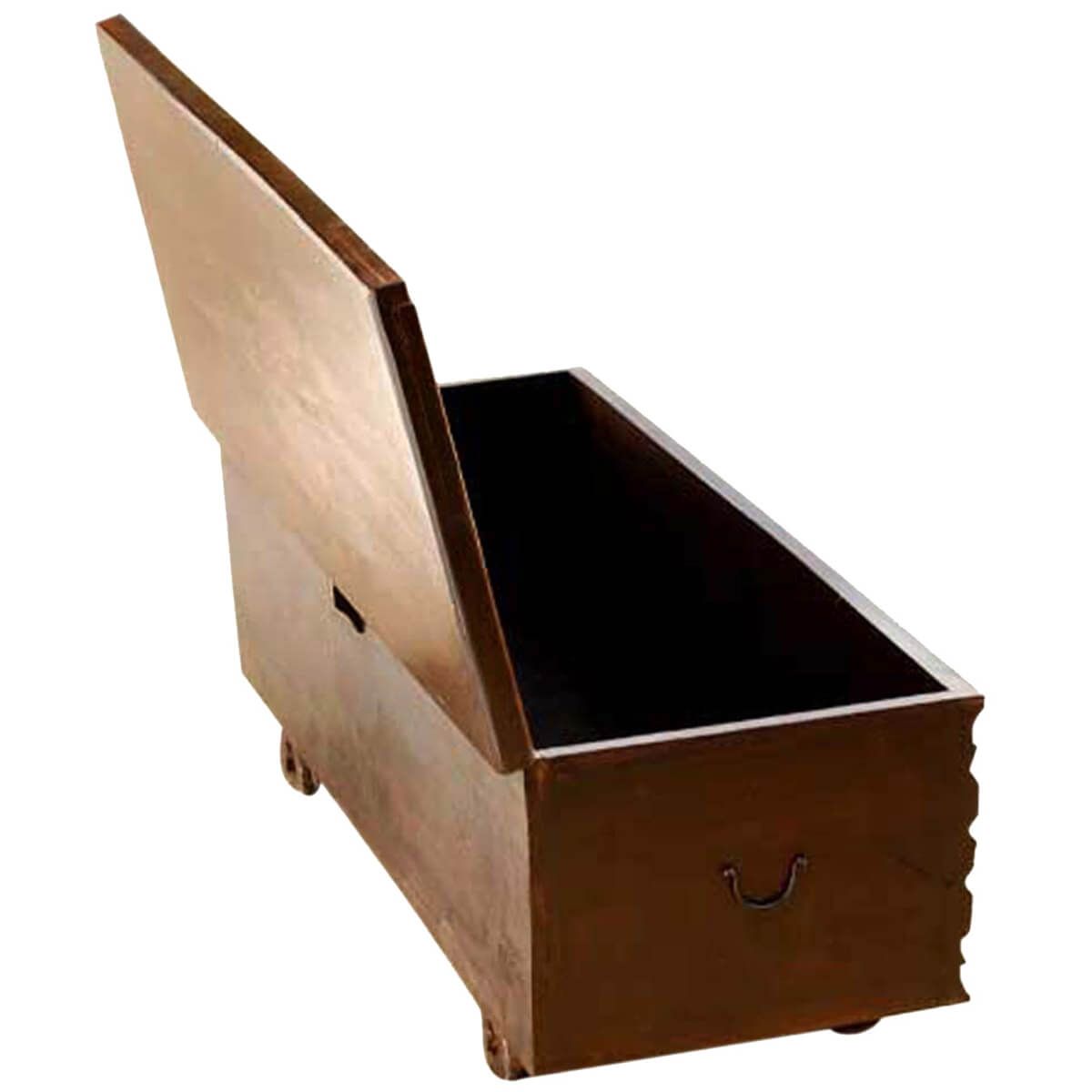 MIYA Antique Style Carved Wood Storage Trunk Coffee Table