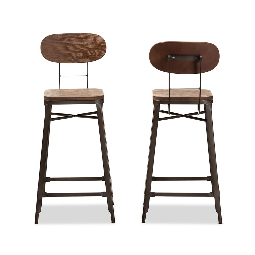 Clark Rustic Industrial Style Counter Stool Set of 2