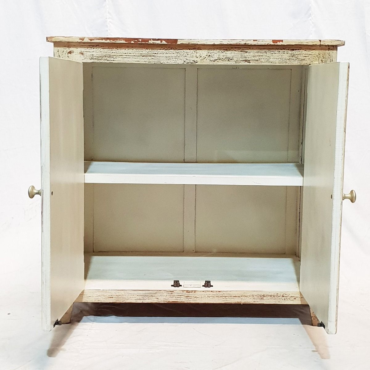 Leaf Design Hand Carved Solid Wooden Cabinet, Storage Sideboard