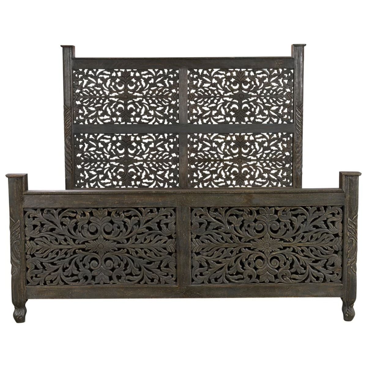 Sasha - Hand Carved Indian Solid Wooden Bed Frame