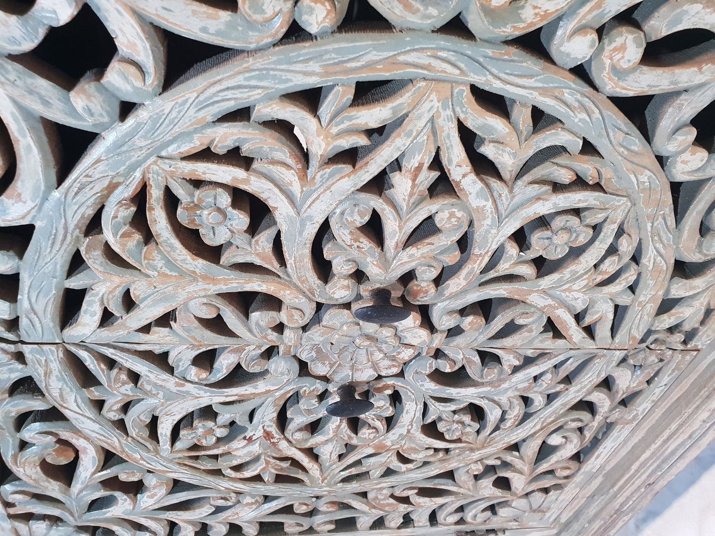 Indian Rustic Hand Carved Doors Buffet Sideboard