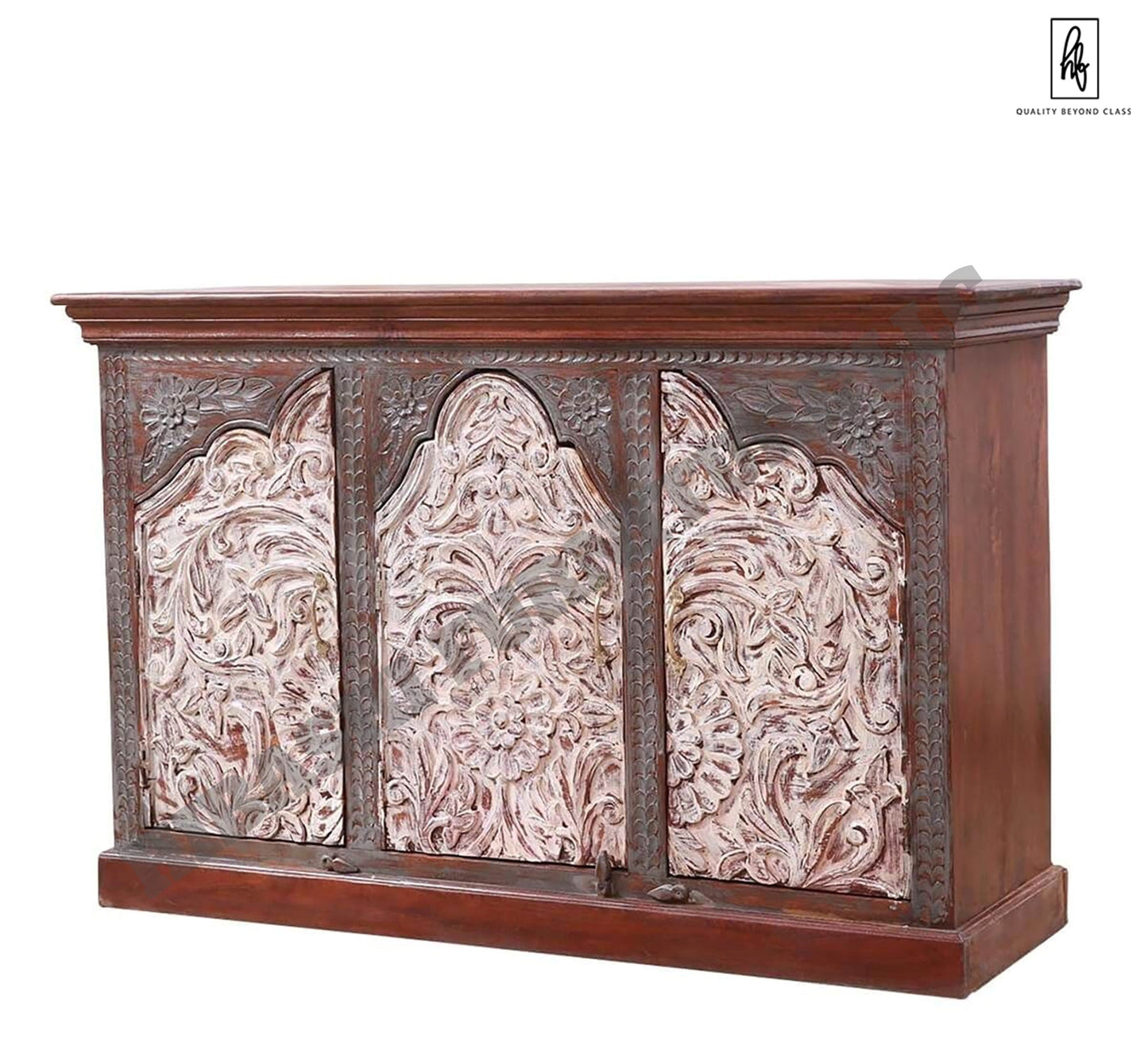 MABOLO Handcrafted 2-Tone Mango Wood 3-door Sideboard Cabinet