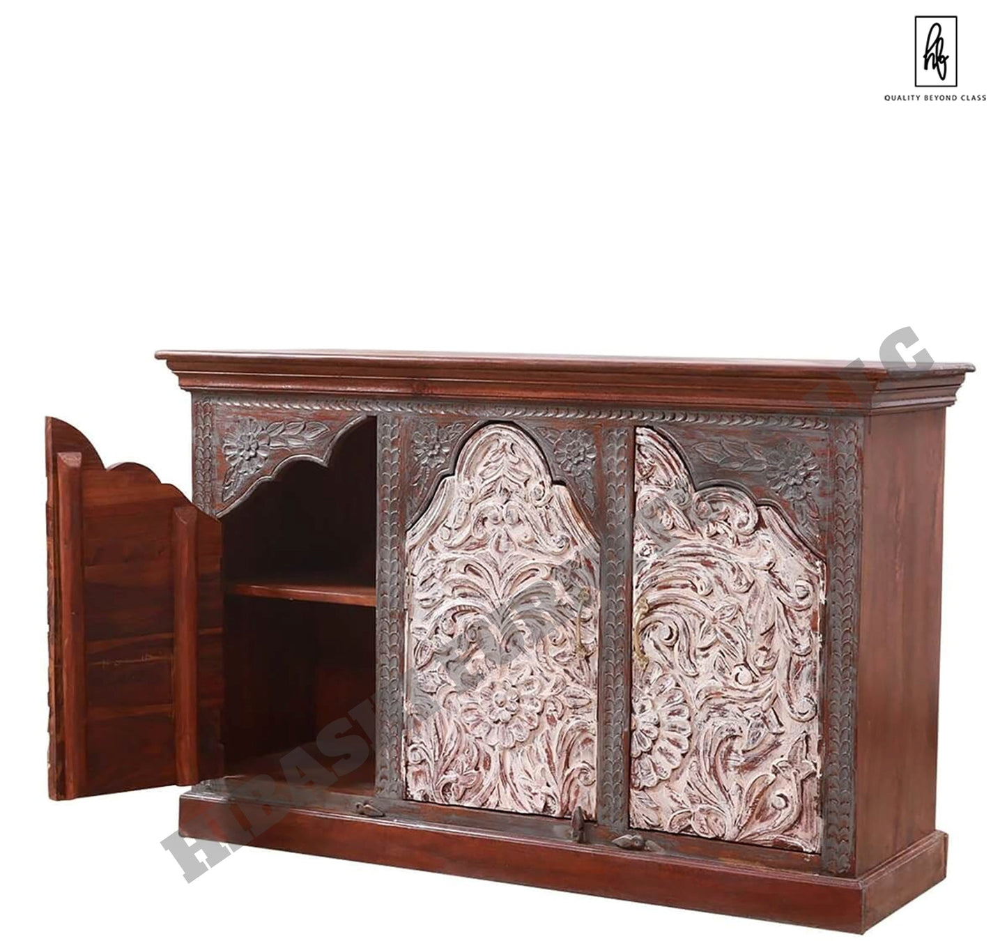 MABOLO Handcrafted 2-Tone Mango Wood 3-door Sideboard Cabinet